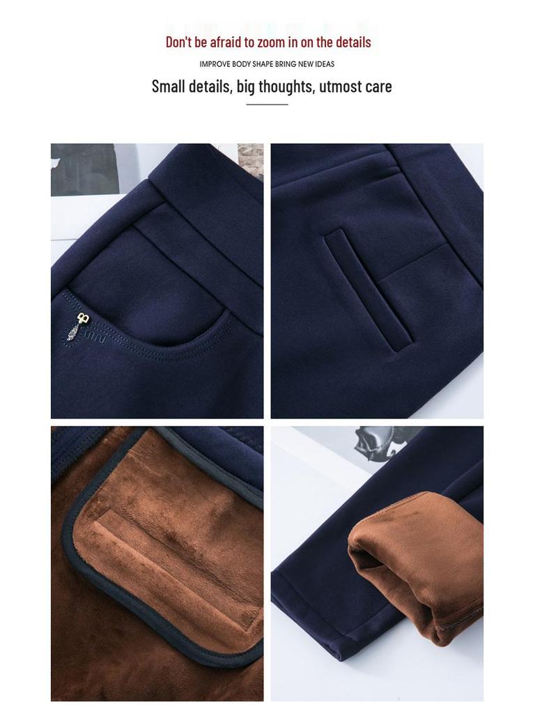 High-Waisted Fleece-Lined Straight-Leg Pants - 2024 Winter Warm Casual Pants for Women