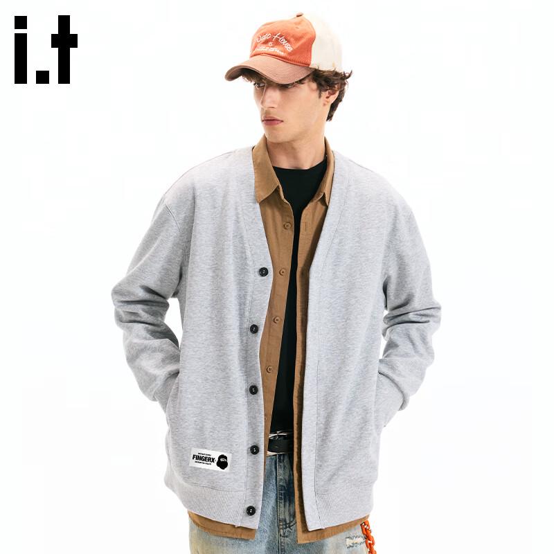 Fingercroxxit Men's Relaxed Fit V-Neck Cardigan Sweatshirt
