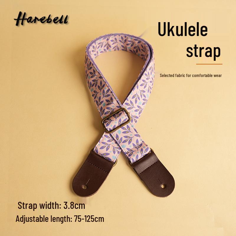 Retro Forest Guitar Strap with Bronze Buckle - Pink/Purple Leaves 031, Pink/White Leaves 032