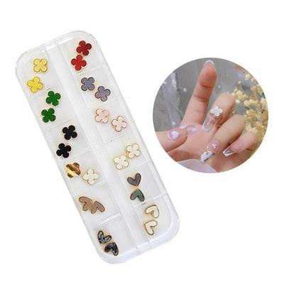 Nail Art Luxury Marble Clover Heart Parts 12 Pieces Collection (W9EFC12)