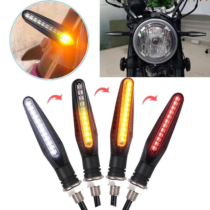 New Motorcycle 24LEDs High Bright Amber Turn Signal Indicator Light Front Rear White Day Running Light Flowing Red Brake Lamps