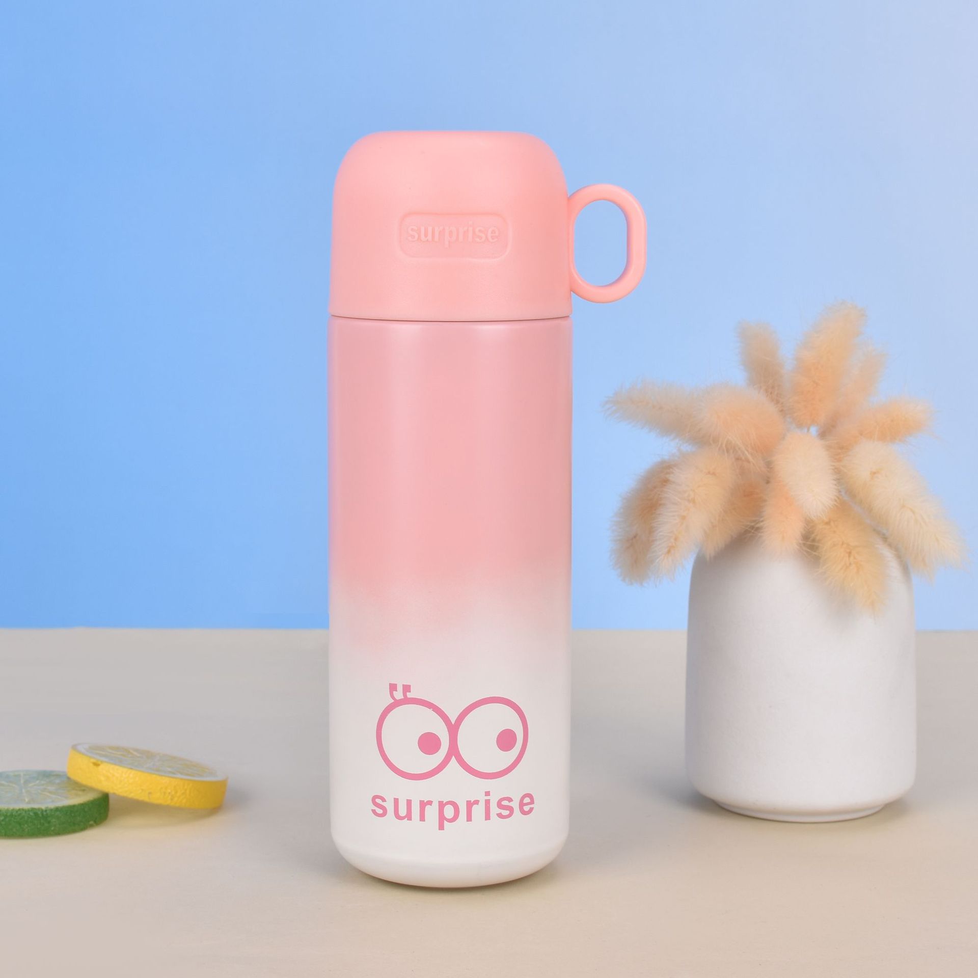 Новая термокружка из нержавеющей стали, простая, милая, мультяшная, детская, с крышкой, три портативных, прыгающих кружки 450ml