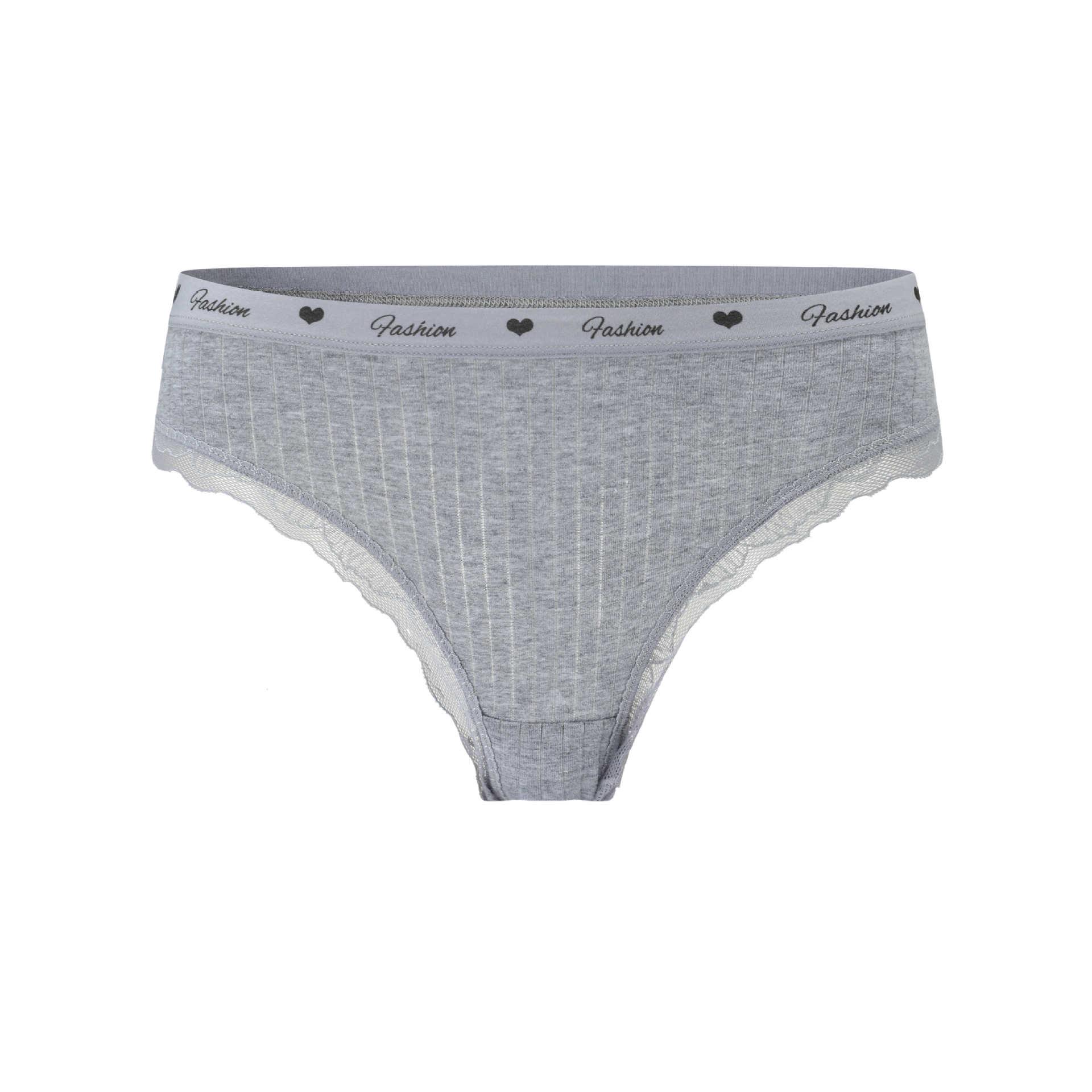 

Lace Tummy Control Ribbed T-String Panties for Women and Girls - Low-Rise, Breathable Pure Cotton T-Back, Sold Individually. Small светло-серый