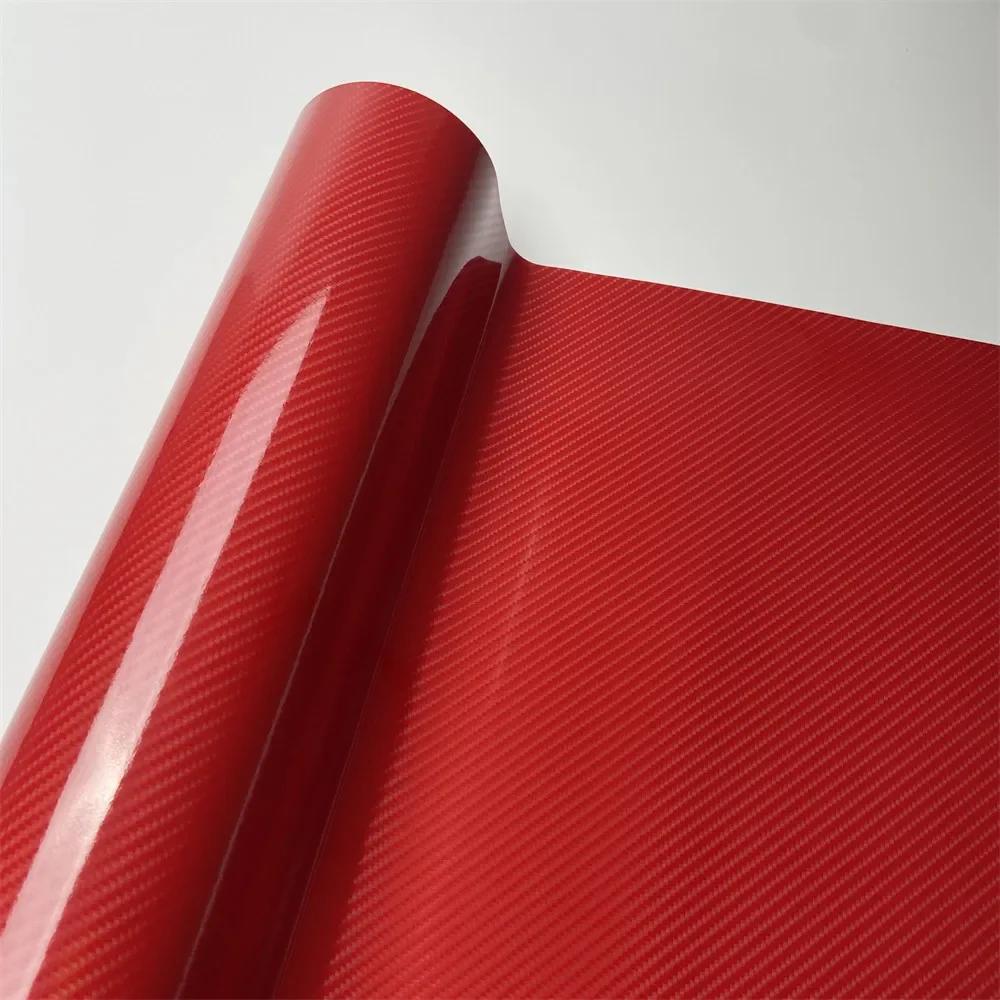 50*100cm Glossy Carbon Fiber Vinyl Wrap]High-Gloss 1 Roll 9D Glossy Black Carbon Fiber Vinyl Wrap красный