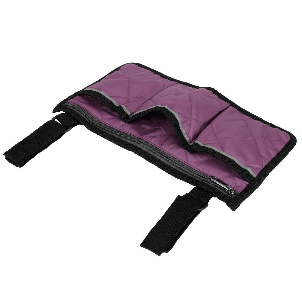 Durable Wheelchair Side Hanging Bag Reflective Strip Portable Armrest Pouch Organizer Adjustable Straps Purple Side Storage Bag