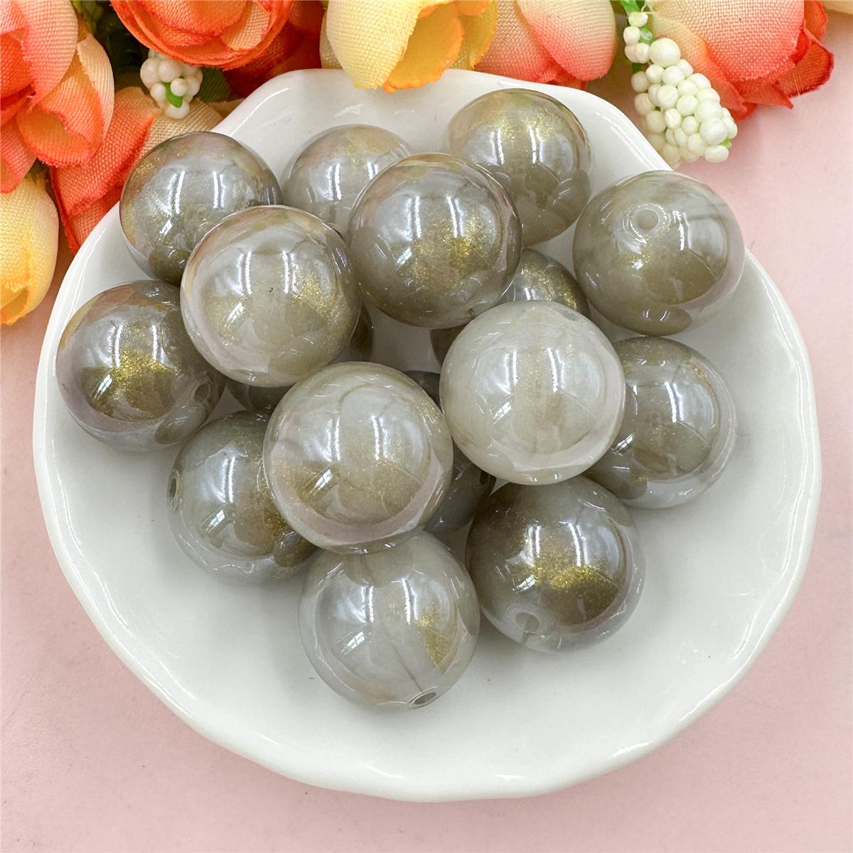 

Высококачественные круглые 20 шт. материалы из бисера для изготовления браслетов и сережек акриловые ювелирные изделия глазурованный золотой порошок DIY ювелирные аксессуары свободные бусины 16 мм серый