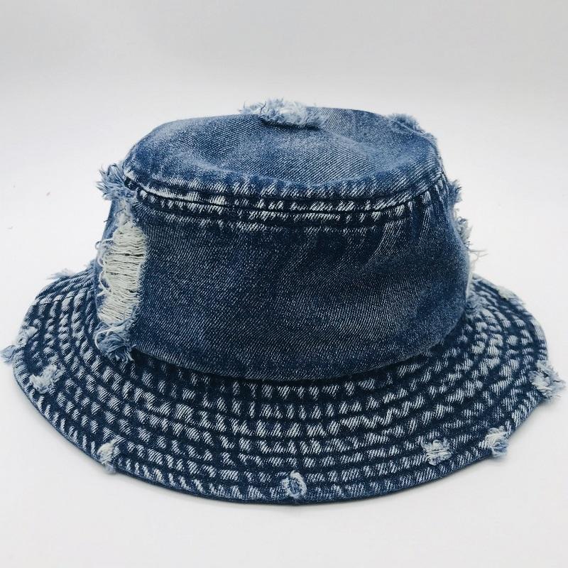 Vintage Distressed Denim Bucket Hat Fisherman Outdoor Casual Travel Spring Summer Activities Unisex Sun Protection 1 Piece Drop