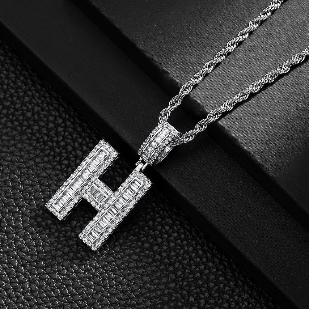 Letter Pendant Copper Inlaid Zircon Necklace Personalized Niche Design Men'S And Women'S Pendant Necklace