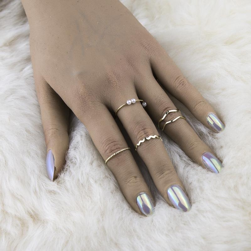 Crystal Joint Knuckle Rings Gold Mid Finger Rings Stackable Rings Set Jewelry for Women and Girls (5PCS)