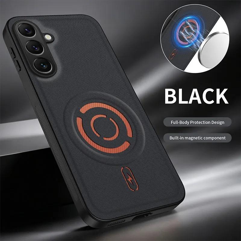 Luxury Tech Fabric Magnetic Case For Samsung Galaxy A 57 56 55 54 37 26 17 07 06 S26 S25 S24 Ultra Plus S25FE Shockproof Cover