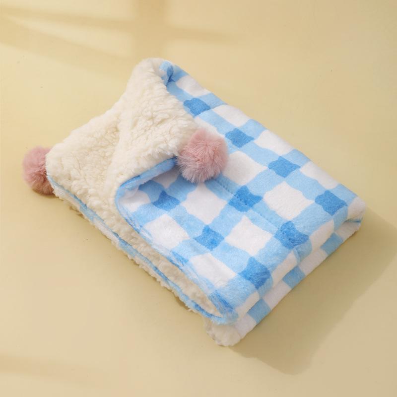 

Pet Blankets for Keeping Warm in Autumn and Winter, Cat Beds, Cat MATS, Checkered Carpets, Super Soft, Small Dog Blankets S синий