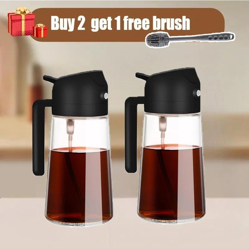 2 in1 Spray Oil Sprayer Kitchen Oil Spray Bottle Plastic 500ML Oil Dispenser Spray Container Cooking Camping Kitchen Seasoning