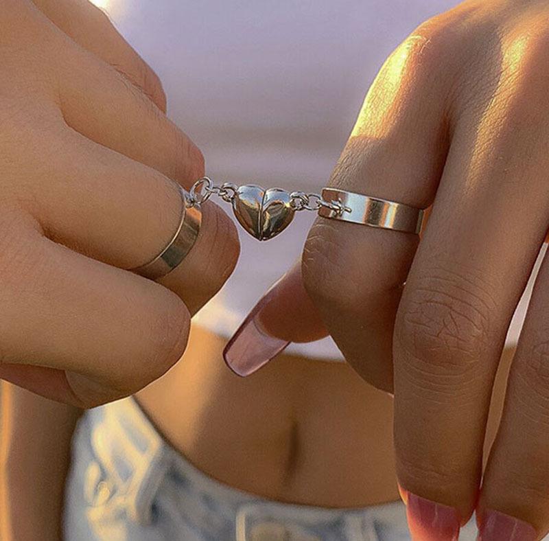 

Кольцо Love Heart с магнитным регулируемым кольцом в стиле ретро для пары