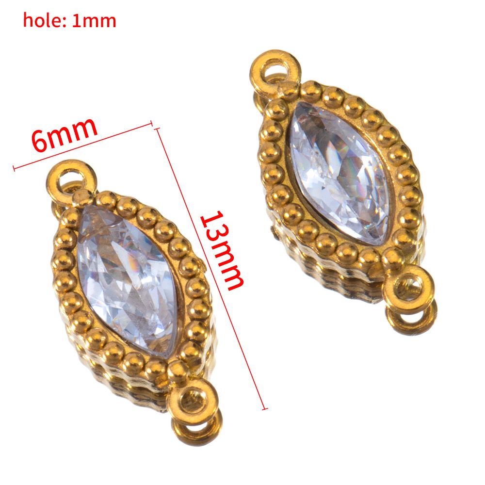 

10pcs Crystal Waterdrop Square Charm 2 Holes Bracelet Connector Stainless Steel Oval Pendant Necklace Earring DIY Jewelry Making 10pcs