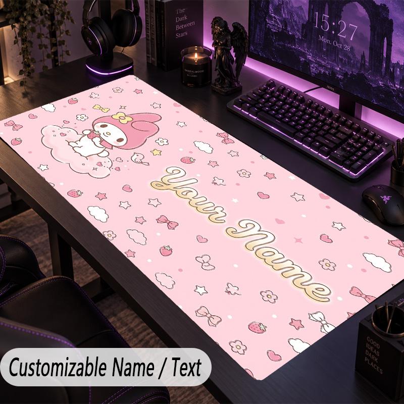 Custom Text Big Mousepad, Extended Desk Pad For Laptop Work GameMy Melody