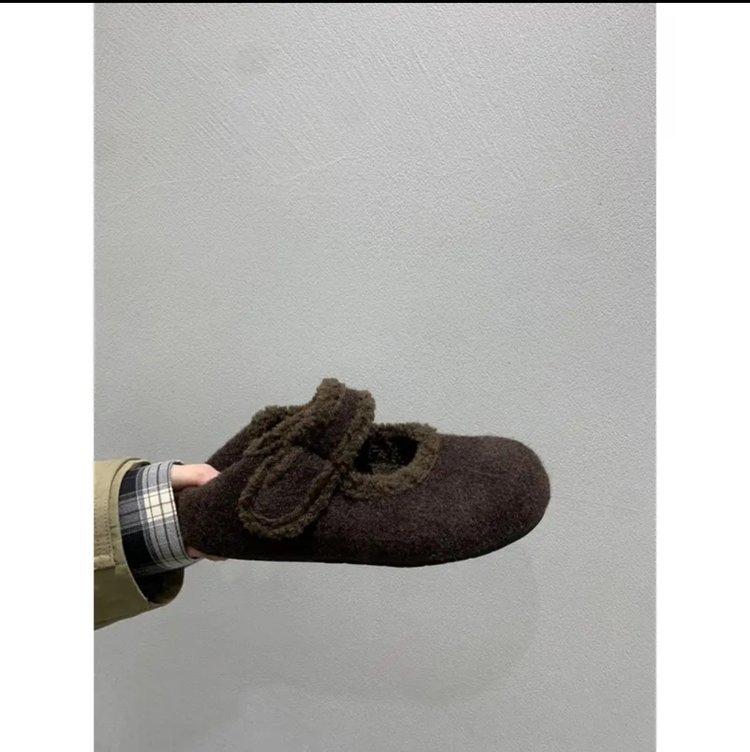 

Autumn and winter with skirts, warm and velvet Mary Jane shoes, fluffy shoes, inner height increase, single shoes, cotton shoes, woolen soft-soled 39