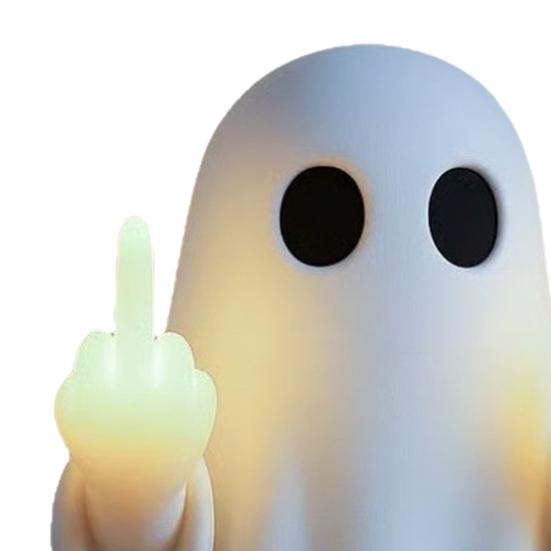 LED Lamp Middle Halloween Ghost Figurine Night Finger Statue with Light