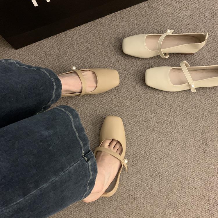 Square head Mary Jane shoes women's shoes spring and autumn 2025 new thick heel with French style with skirt temperament single shoes