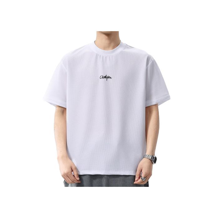 

Летняя тонкая летняя американская базовая простая футболка с коротким рукавом для мужчин, футболка с круглым вырезом для короткого рукава 4XL белый