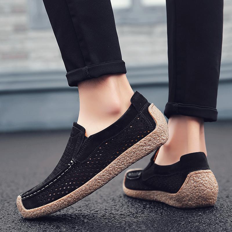 Summer Mens Casual Shoes Office Brand Men Dress Shoes Classic Lightweight Punching Leather Breathable Low Loafers Shoes
