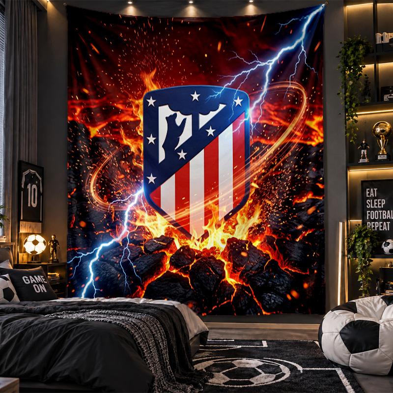 Wall Hanging Tapestry Atletico Madrid Print Cloth for Living Room Bedroom Home Decor