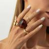 Salircon 5 Pcs/Set New Vintage Trendy Large Finger Rings Women Exaggerated Amber Color Resin Temperament Geometric Ring Jewelry