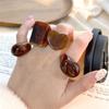 Vintage Braune Harz Breite Ringe Für Frauen Koreanische Geometrische Herz Rechteck Dicke Fingerringe Party Schmuck Zubehör