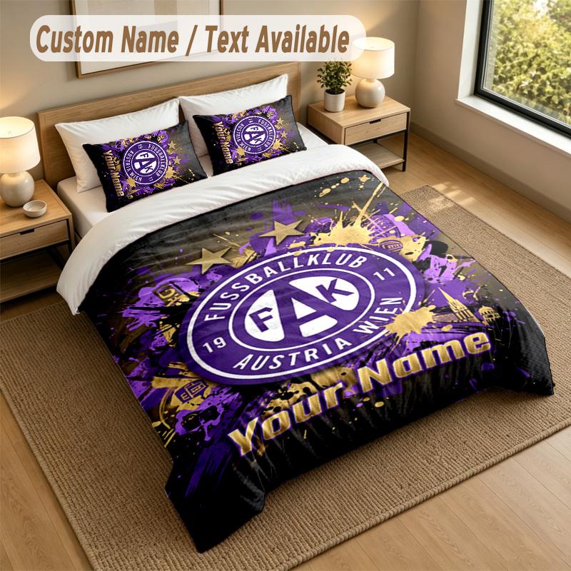 3Pcs Bedding Set Custom Name Text, 1 Sheet 2 Pillowcases Home Bed DecorAustria Wien FC
