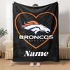 Denver Broncos Heart Logo Design Artwork Customize Your Name Cartoon Movie Pattern Blanket Chair Office Sofa Bed Camping Soft And Warm Give To