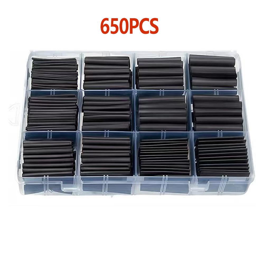 Black Heat Shrink Tube Thermoresistant Tubing Shrink Wire Electrical Insulation Connection Protection Wire Cable Sleeve Kit