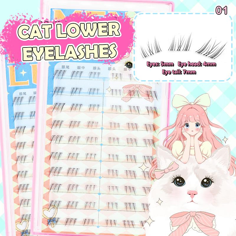 Lijmvrije Valse Wimper Kattenoog Make-up Zachte Natuurlijke Onderwimpers Gesegmenteerde Dunne Steeltjes Geschikt Voor Beginner DIY Wimper