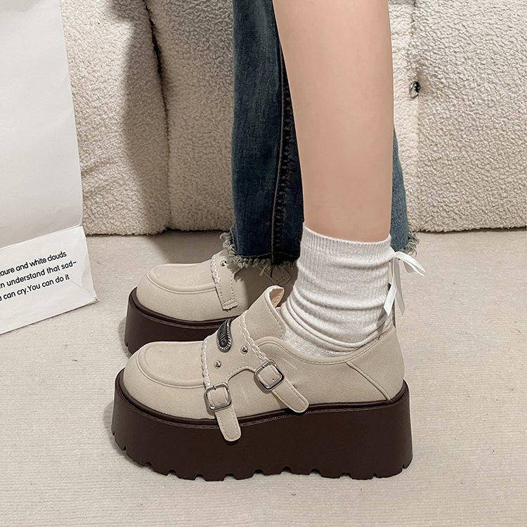 [Youshilai] Fashion Platform Loafers Women's 2025 Spring New Retro Temperament Casual Versatile Small Leather Shoes