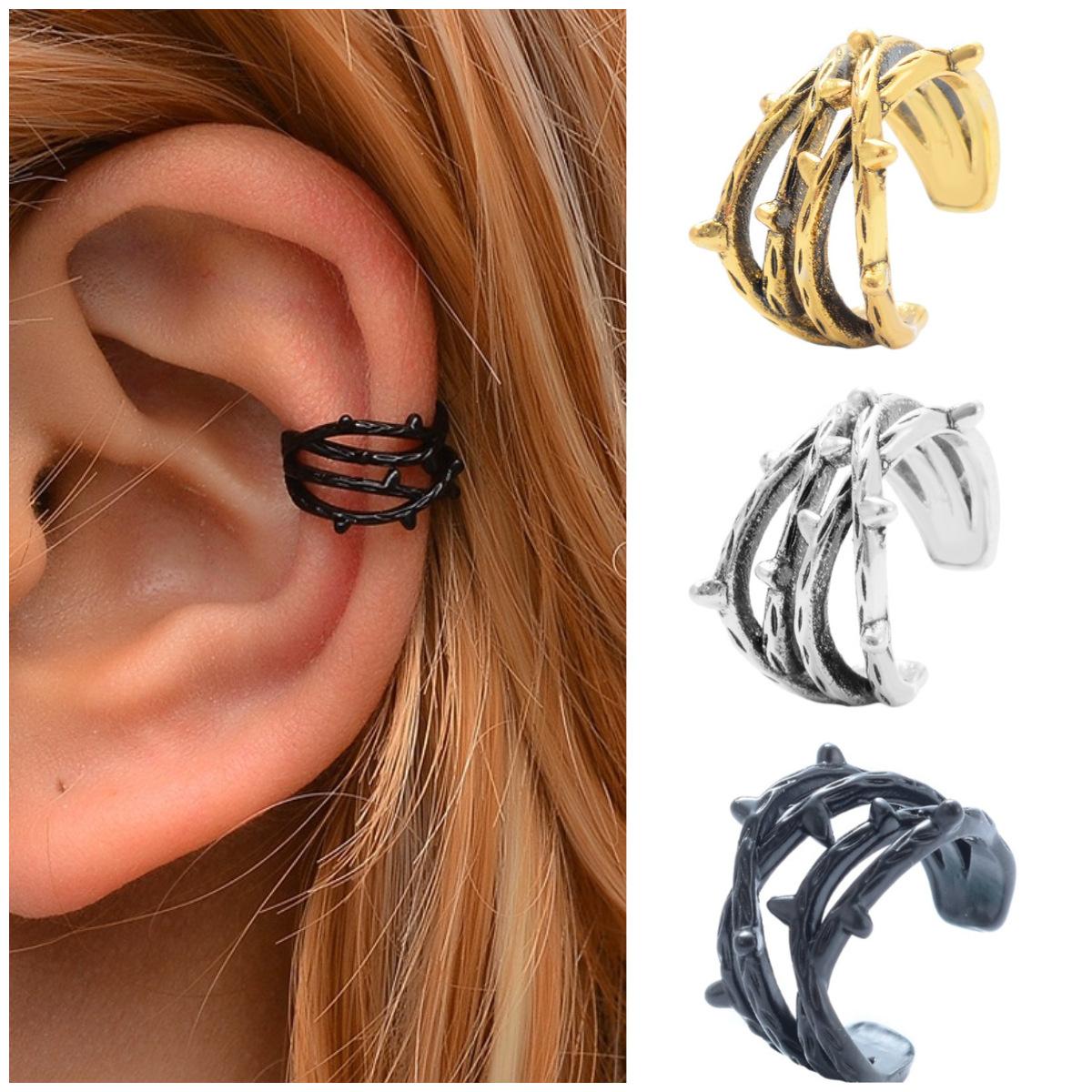 

Европейские и американские зажимы для ушей, простые серьги из хряща в стиле ретро с двойной буквой C, женская вилка без отверстий, ушная кость без отверстий, высококачественное ощущение