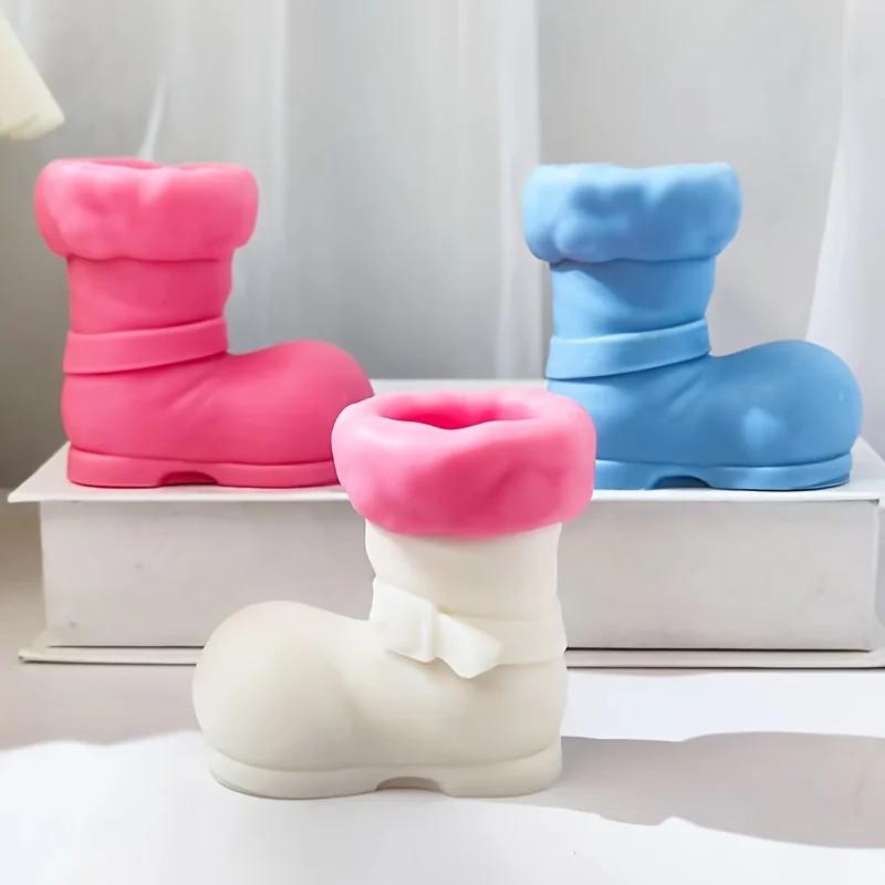DIY Christmas Boots Scented Candle Silicone Mold Boots Plaster Resin Soy Wax Mould Snow Boots Shoes Molds Christmas Gift
