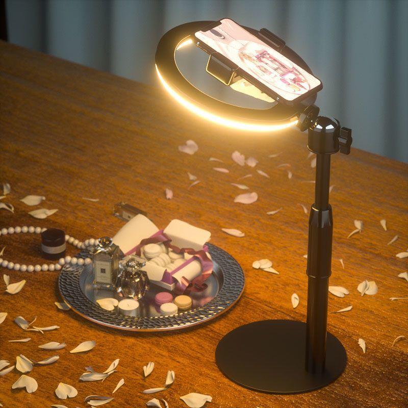 Multifunctional Phone Stand for Overhead Shooting, Live Streaming, E-commerce, Fill Light, and Anti-shake Still Life Photography.
