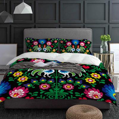Mexico Art Flower Chicken Bedding Set 3pcs Boys Girls Duvet Cover Pillowcase Kids Adult Quilt Cover Double Bed Set Home Textile
