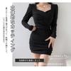 PHOLEEY Sexy Tight Short Long Korean Party Solid Square Mini Hip Women's Dress, Length, Sleeves, Bodycon, Slimming, Style, Dress, Color, Stylish,