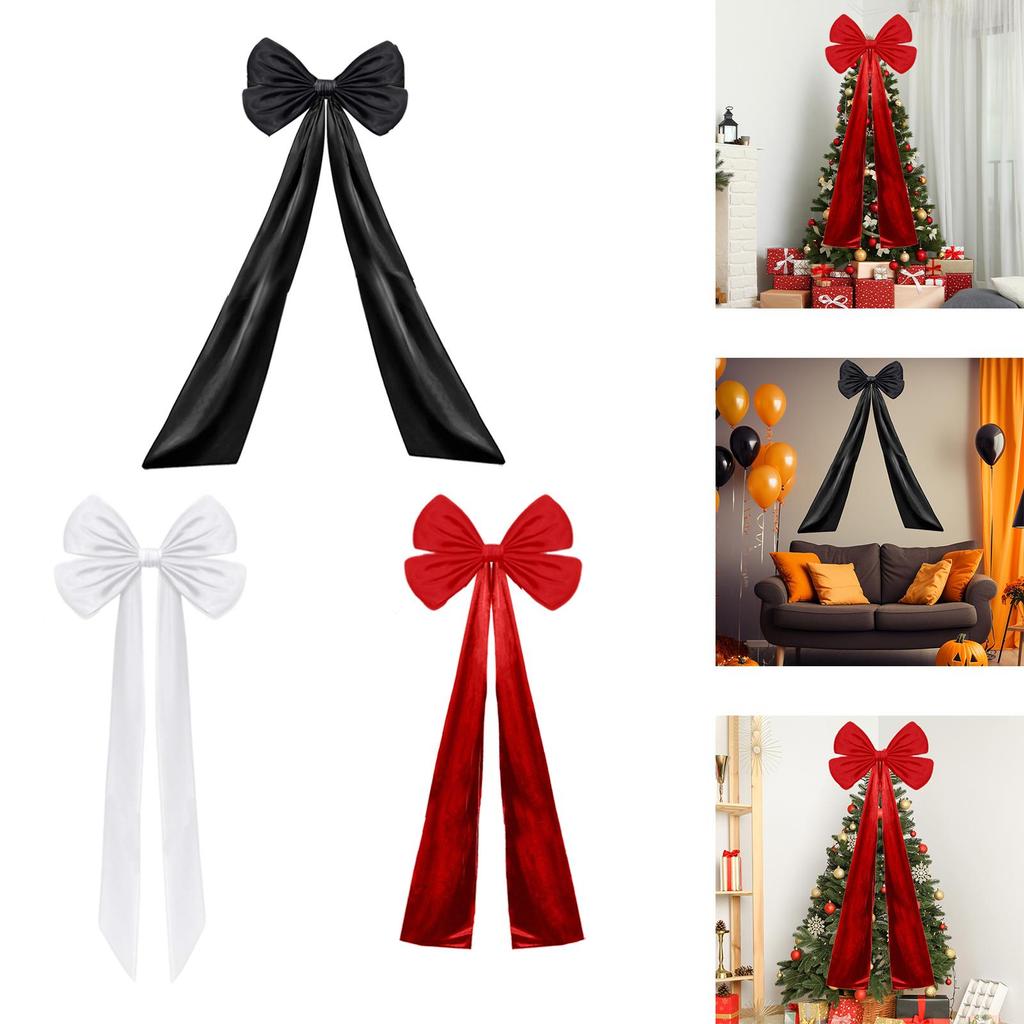 Christmas Tree Topper Bow Decor Christmas Giant Bow with Long Streamers