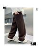 Trendy Boys' Corduroy Fleece-Lined Wide-Leg Pants for Autumn and Winter