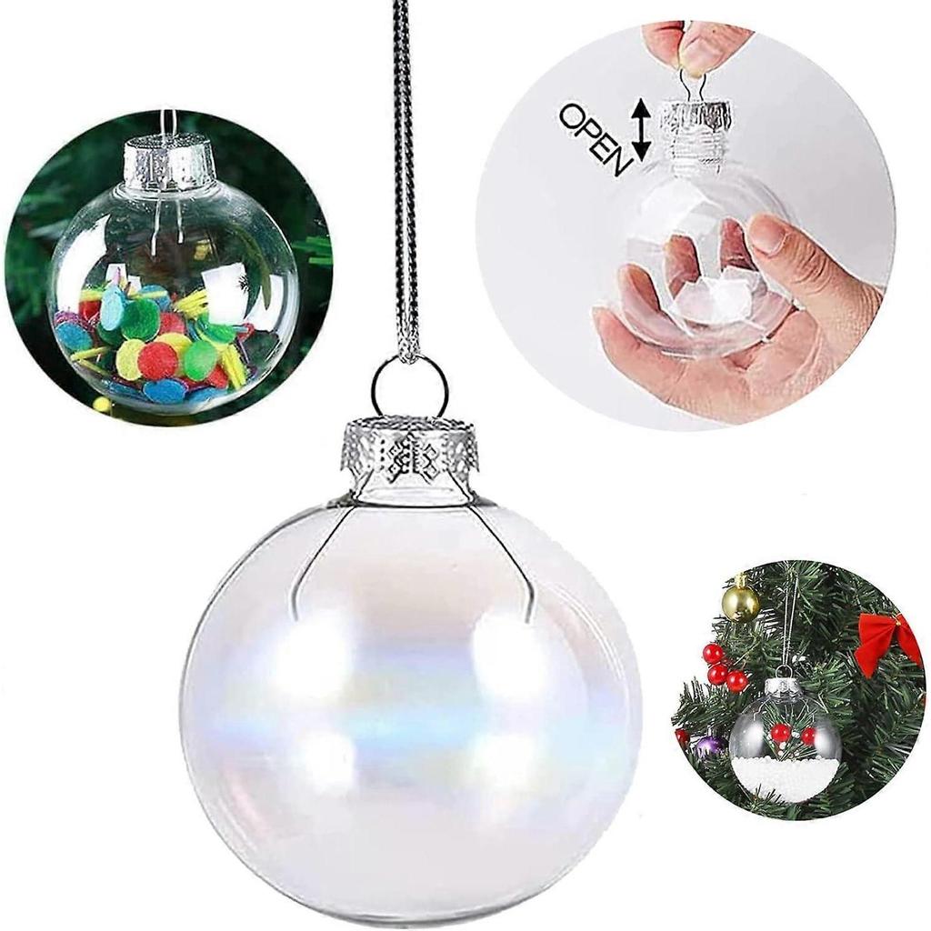 15 Pcs DIY Clear Fillable Balls Ornament, 2.36Inch Transparent Ornaments Shatterproof Christmas Balls for Christmas Wedding Birthday DIY Crafts