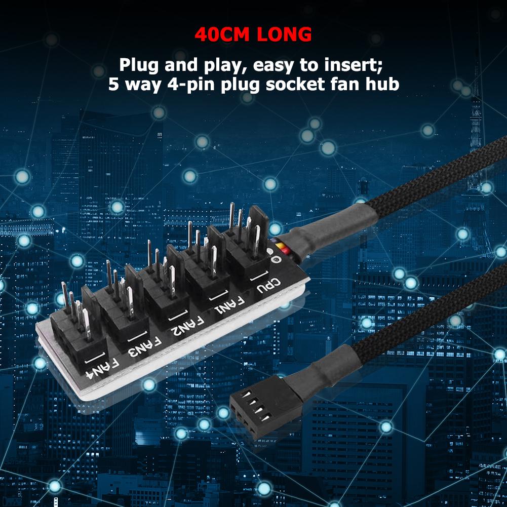 

40cm 1 to 5 4-Pin Molex TX4 PWM Fan CPU HUB Splitter PC Case Chasis Cooler Power Extension Cable Adapter Controller чёрный