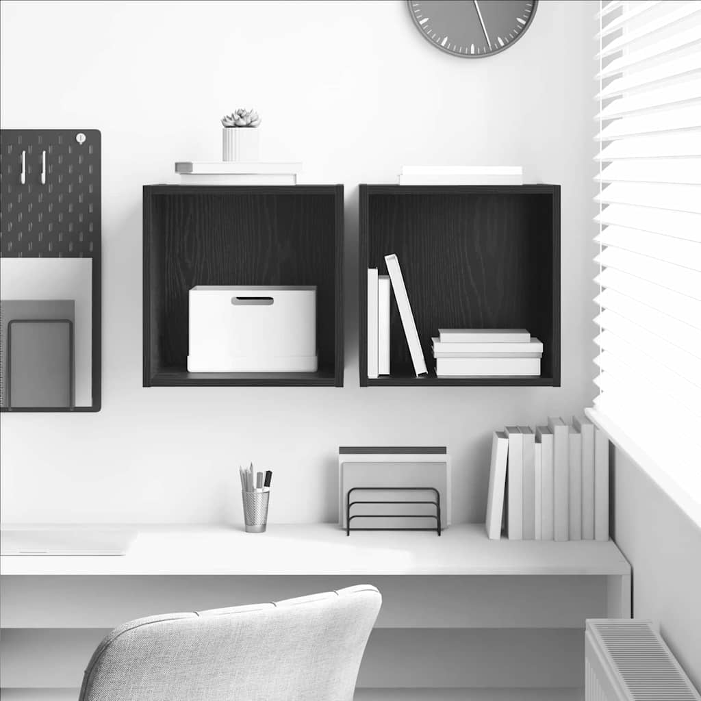 vidaXL Wandschrank 2 stk. Schwarz Eichen-Optik 37 x 37 x 37 cm schwarz