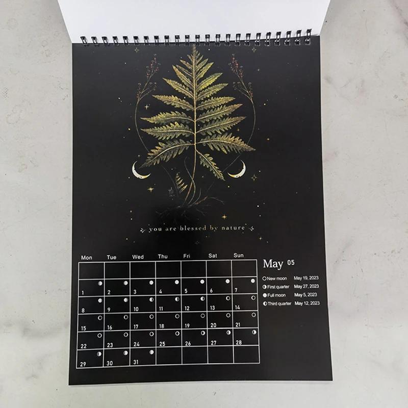 Lunární kalendář Dark Forest 2025 obsahuje 12 originálních ilustrací kreslených v průběhu roku 12 měsíční barevný nástěnný kalendář