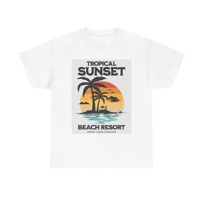 Tropical Beach Resort Graphic T Shirt Mens Womens Tees Top Unisex Heavy Cotton Tee