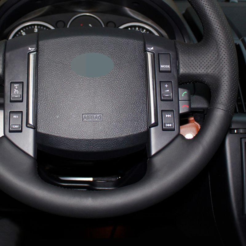 Leather braid for steering wheel For Land Rover Freelander 2 2007-2012 Black PU Artificial Leather Car Steering Wheel Cover