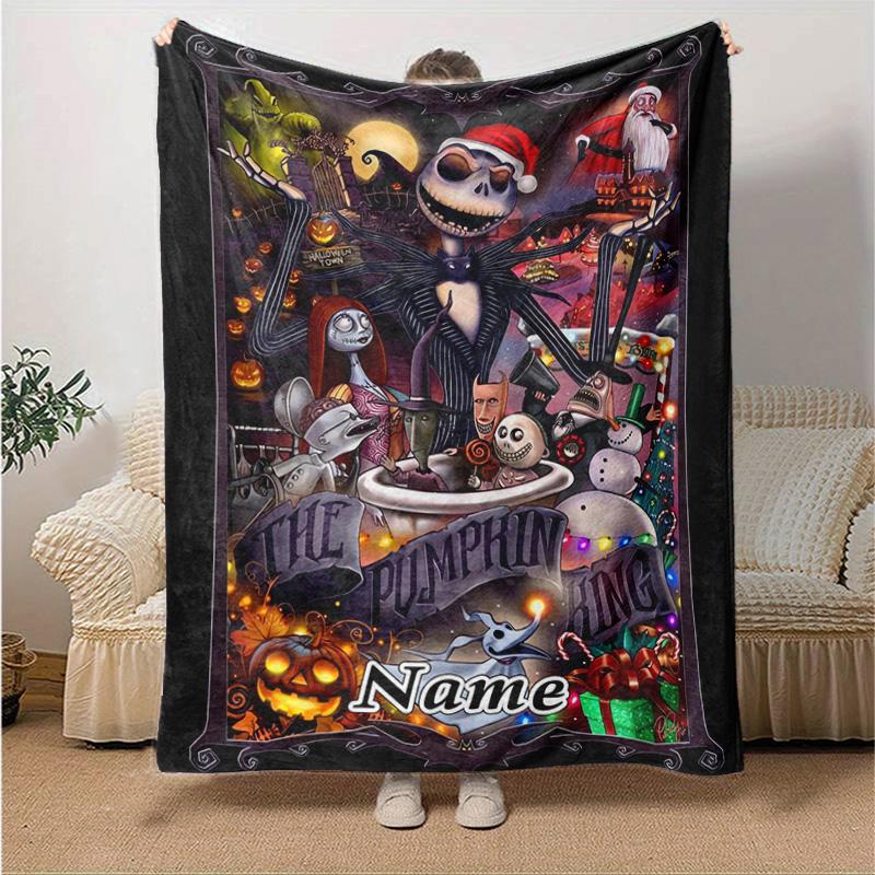 Custom 1pc Halloween Nightmare Collage Blanket, Soft And Comfortable Blanket, Casual Warm, Camping Travel Blanket, Birthday Gift Q91091