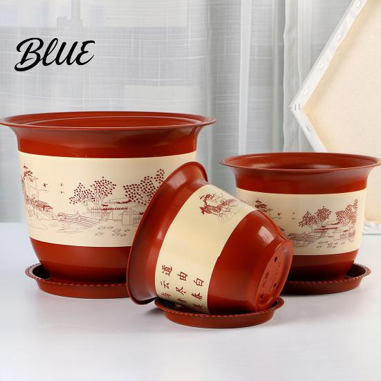Weather Resistant Planter for Fruit Trees Plastic Flower Pot Large Plants with Drainage Holes & Saucer Tray Flowerpot Outdoor Breathable Nursery