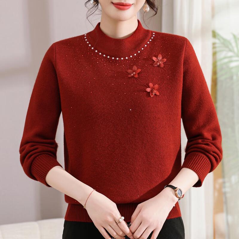 Women's Floral Pullover Knit Sweater for Seniors