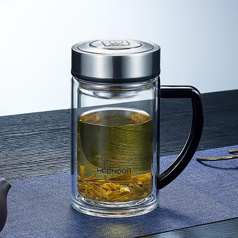 HEENOOR Antibacterial Double-Layer Glass Cup