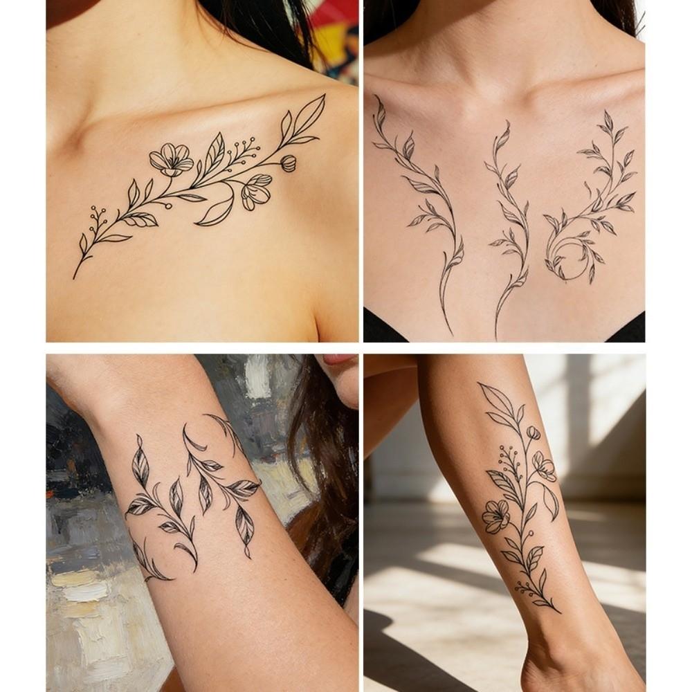 Waterproof Leaf Temporary Tattoos Make Up Sketch Style Stickers Body Art
